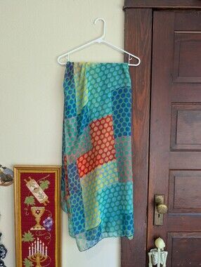 Multicolor Patchwork Polka Dot Y2K‎ Lightweight Scarf